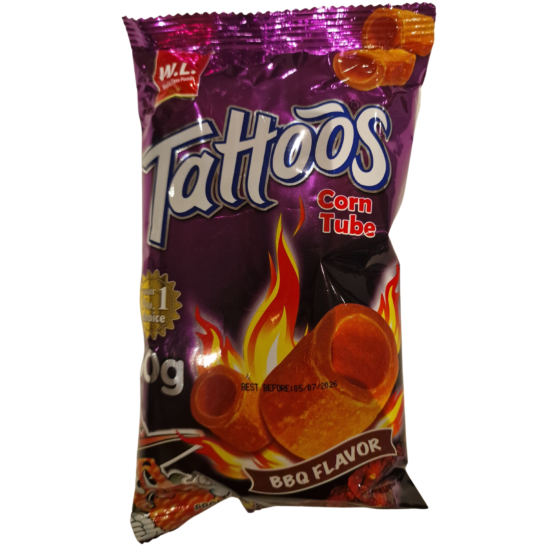Tattoos Corn Tube BBQ Flavor W.L. (60g.)