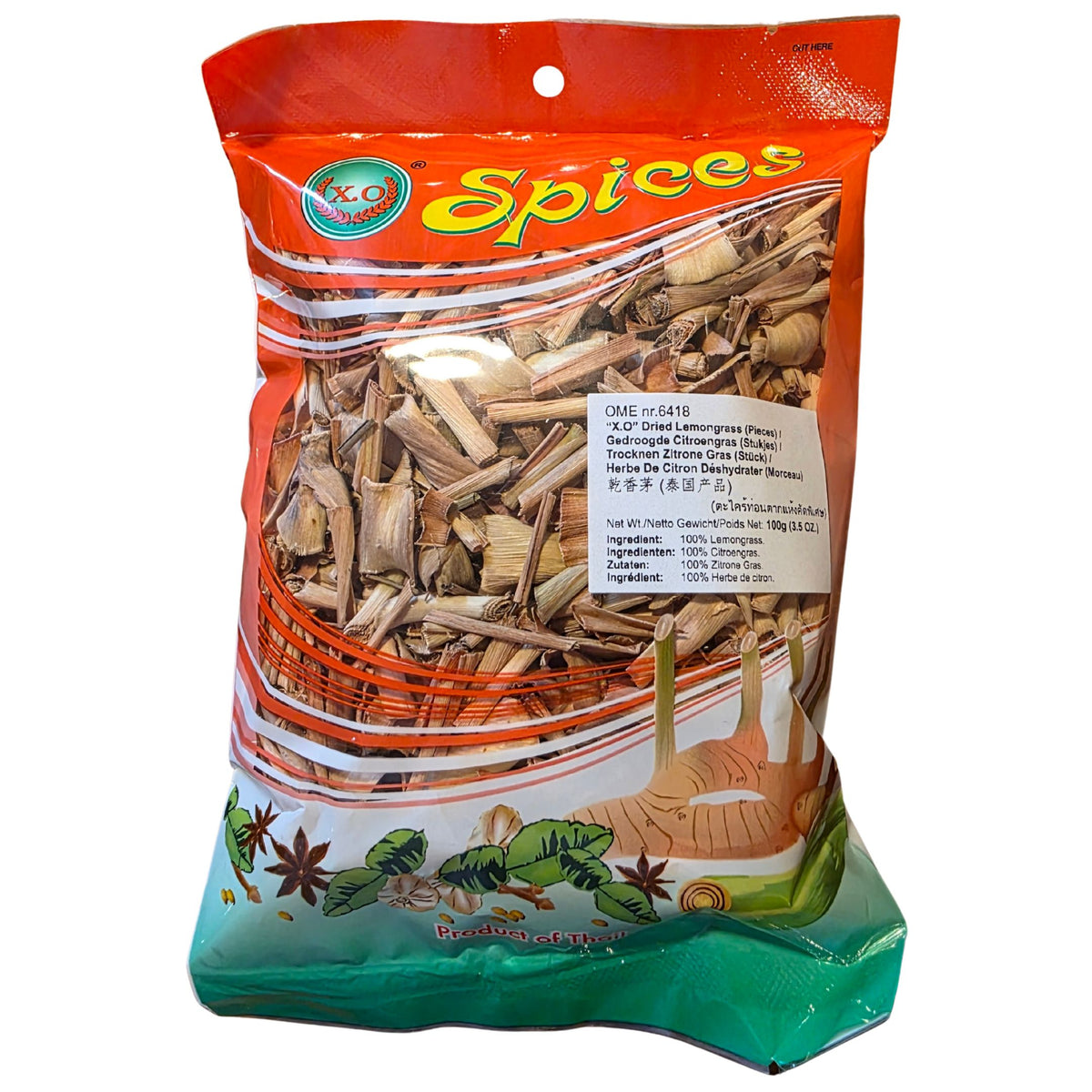 X.o Dried Lemongrass Pieces (100g.)