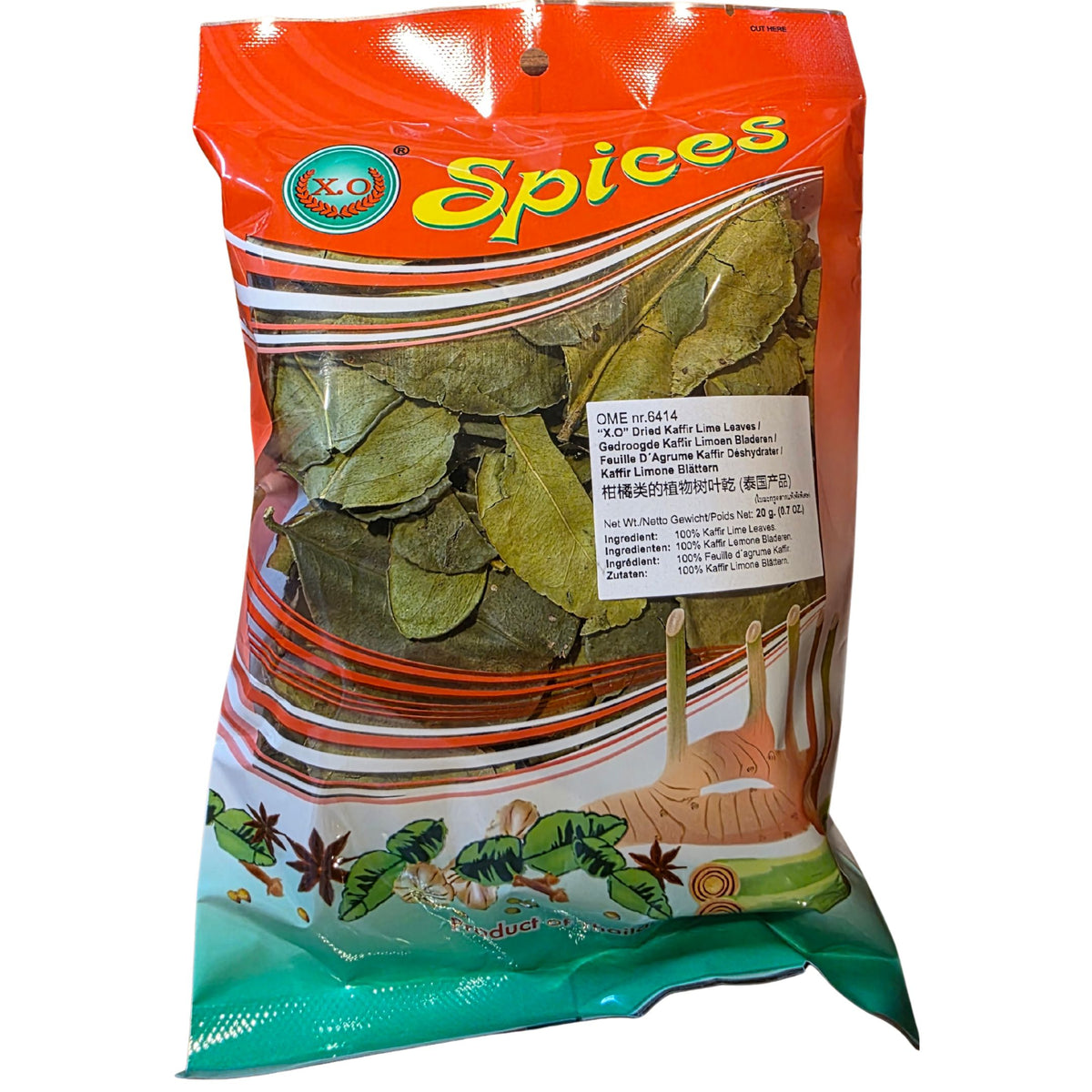 X.o Dried Kaffir Lime Leaves (20g.)
