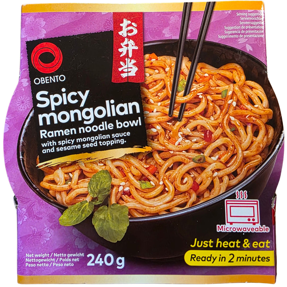 Obento Spicy Mongolian Ramen Noodle Bowl (240g.)