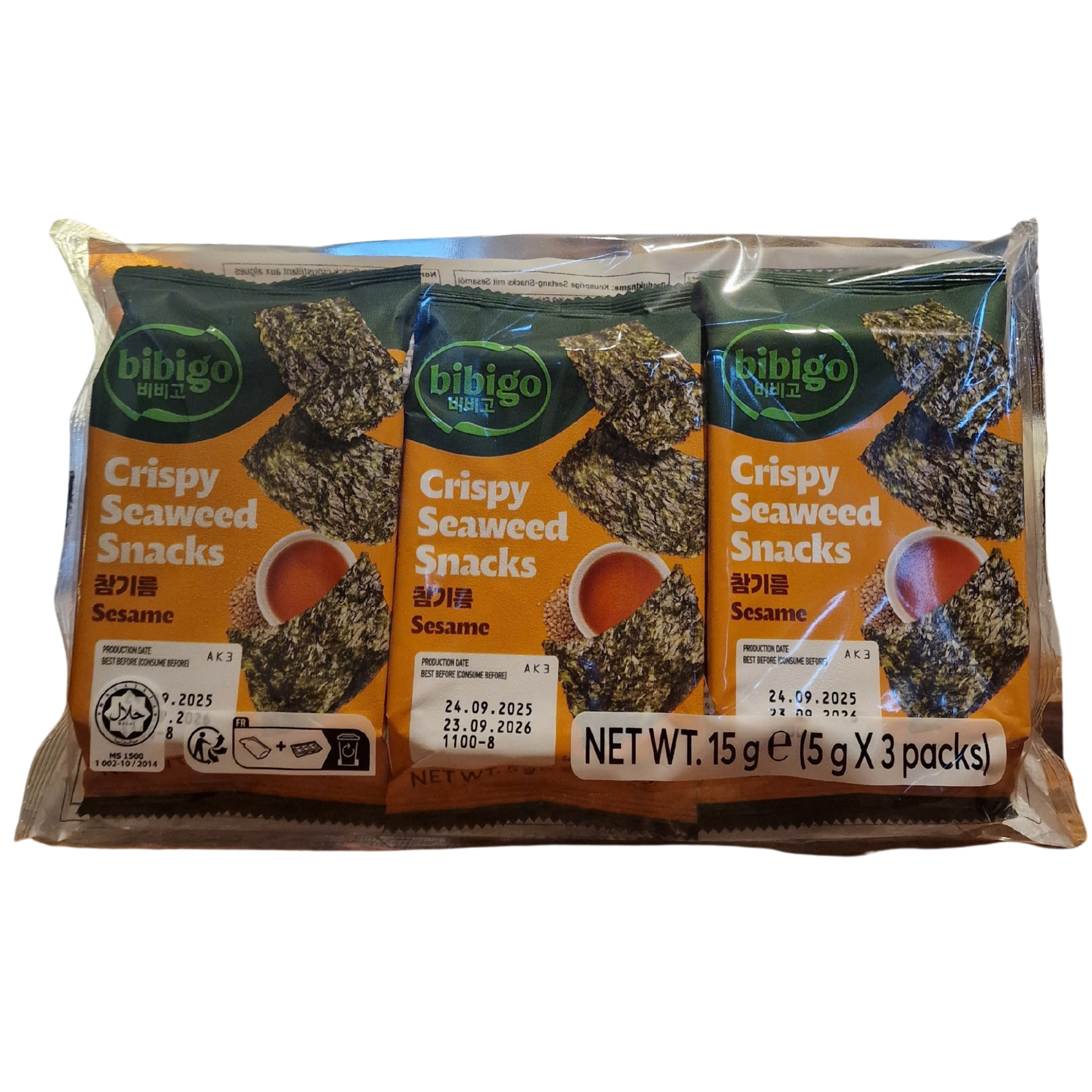 Crispy Seaweed Snacks Original flavor BIBIGO (3 X 5 g.)