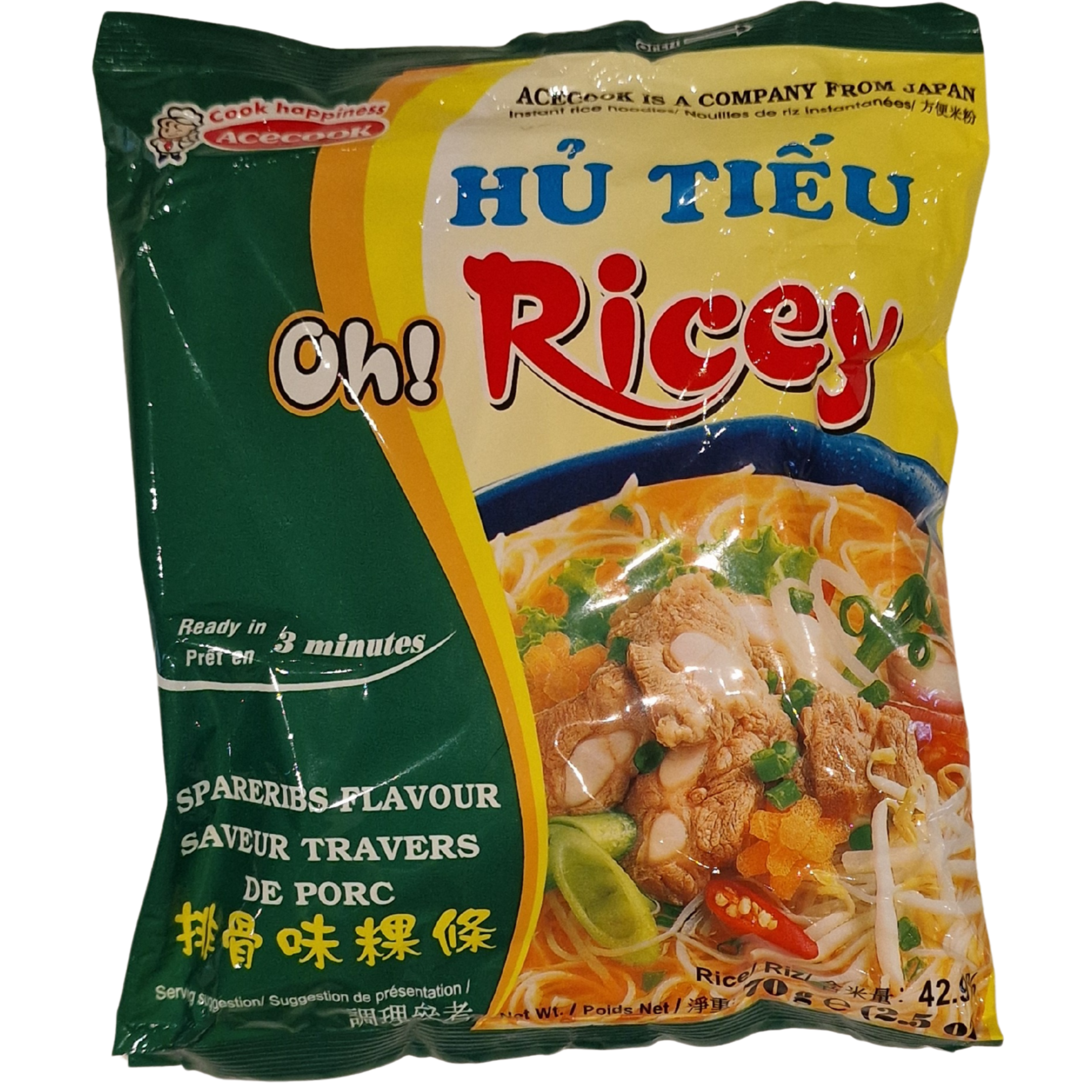 ACECOOK  Instant Rice Noodles Ribs Oh Ricey (70g.)
