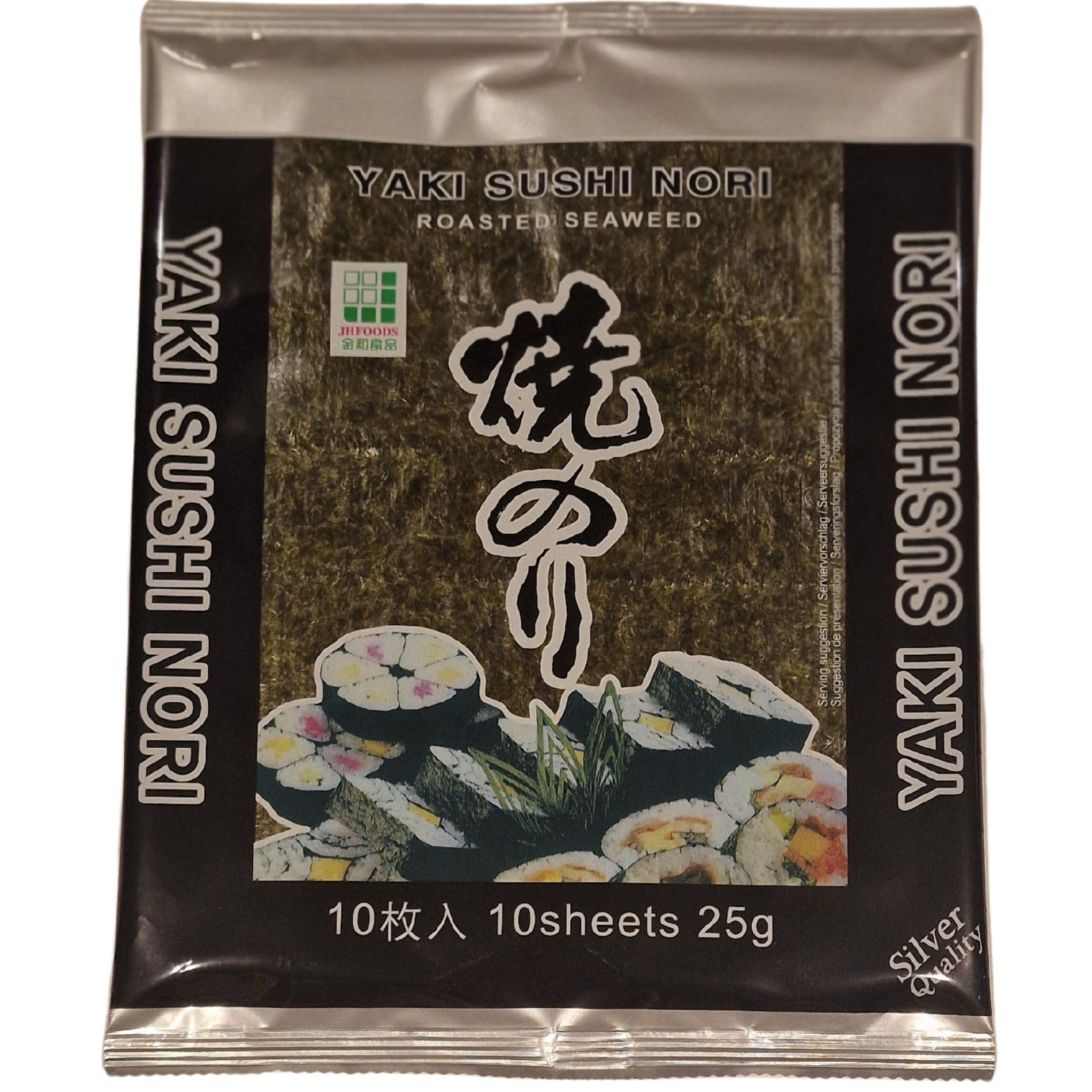 Yaki Nori Roasted Seaweed (Silver) Jhfoods (10 SHEETS)