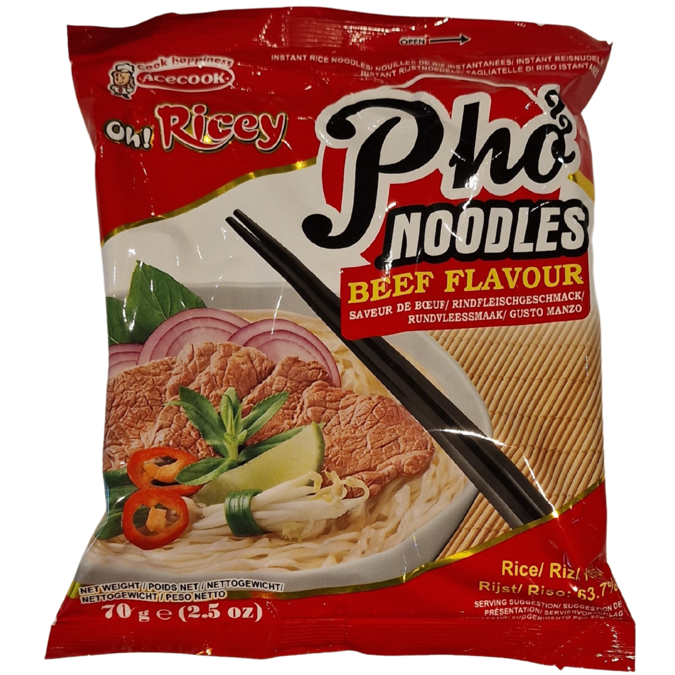 ACECOOK  Instant Rice Noodles Beef Oh Ricey (70g.)
