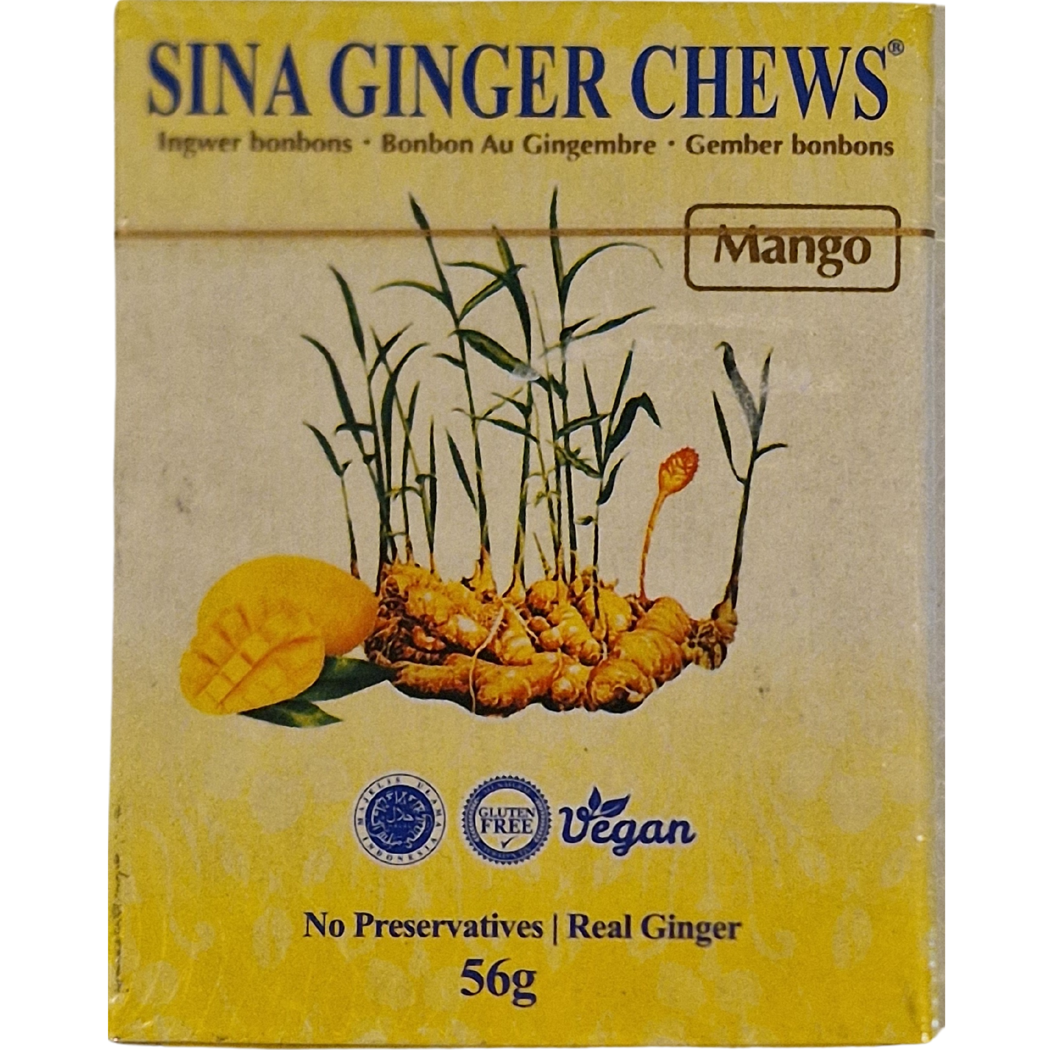 Sina Ginger Chews with Mango Twists (56g.)