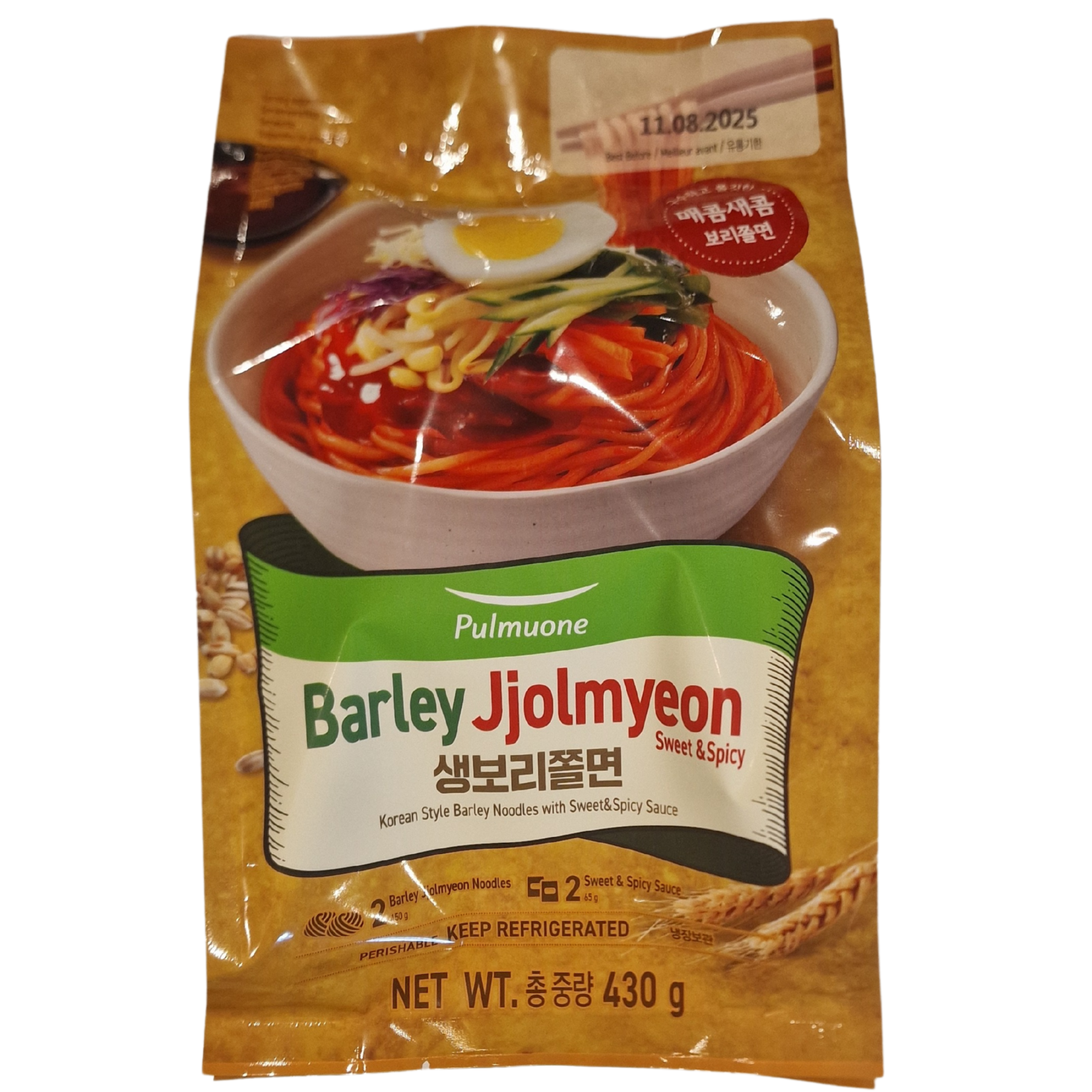 PULMUONE  Barley Noodles Jjolmyeon Sweet & Spicy (430g.)