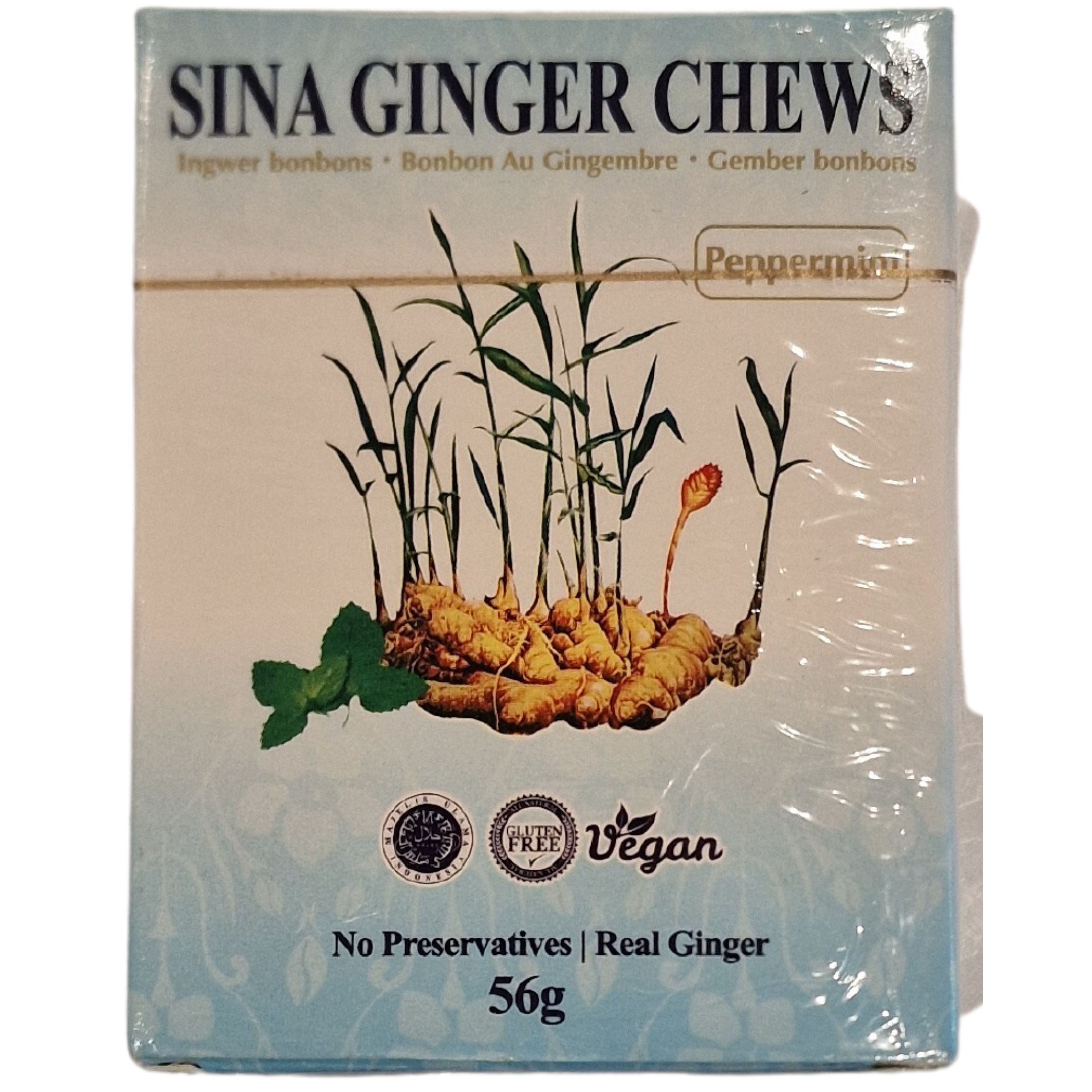 Sina Ginger Chews Peppermint (56g.)