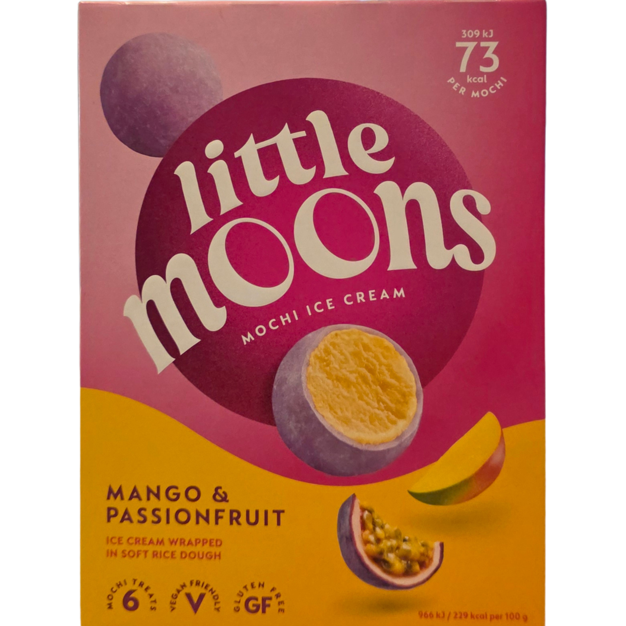 LITTLE MOONS  Mochi Ice Cream Passion Fruit & Mango GLUTEN FREE (6 X 32g.)